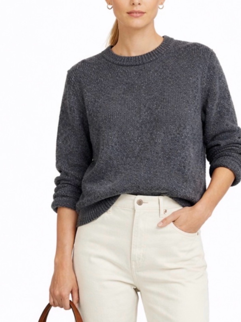 LL Bean Gray Merino Wool Sweater M Classic Crewneck Soft Luxury Capsule Wardrobe